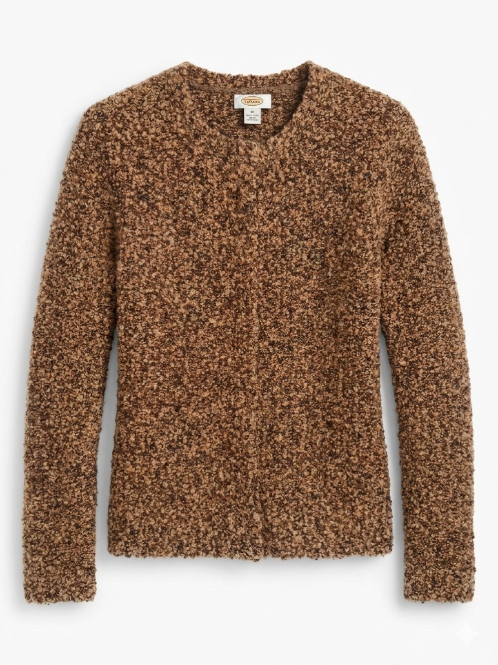Vintage Talbots Wool Blend Marled Boucle Knit Sweater Jacket Size M Quiet Luxury
